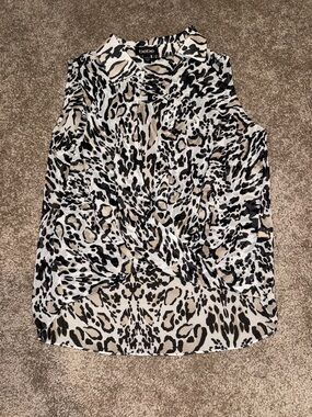 bebe Black & Cream Leopard Twist-Front Sleeveless Top Y2K - XS